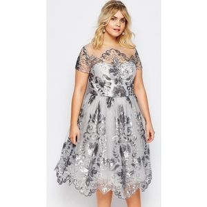 Chi Chi Curve Allanah Dress - Silver